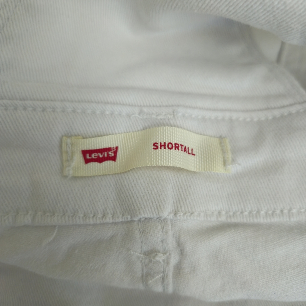 (NEW) Levi's Shortall White Denim Shorts Overalls Size 7Y - Picture 5 of 6